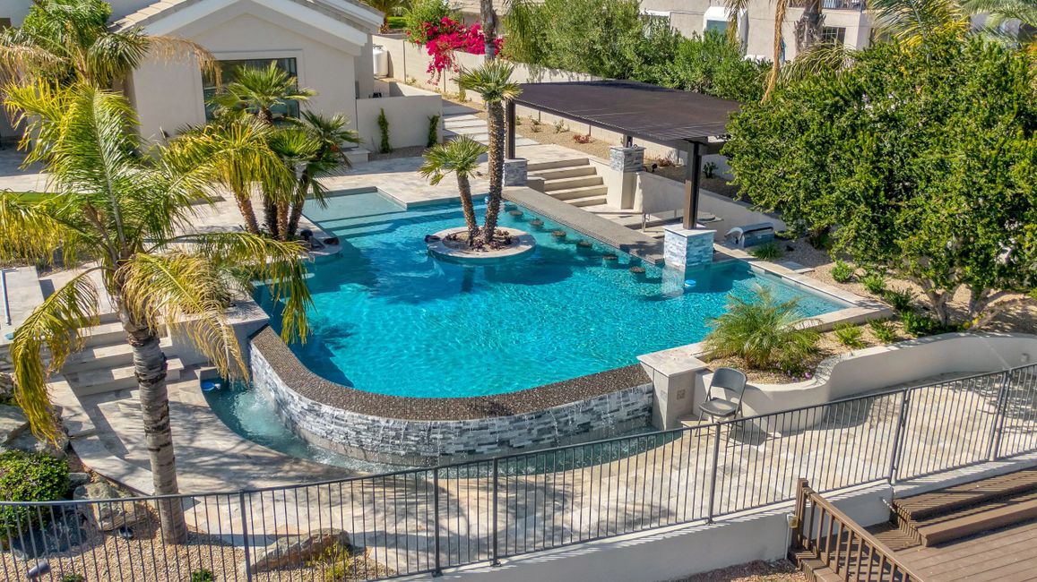 new home construction with pool